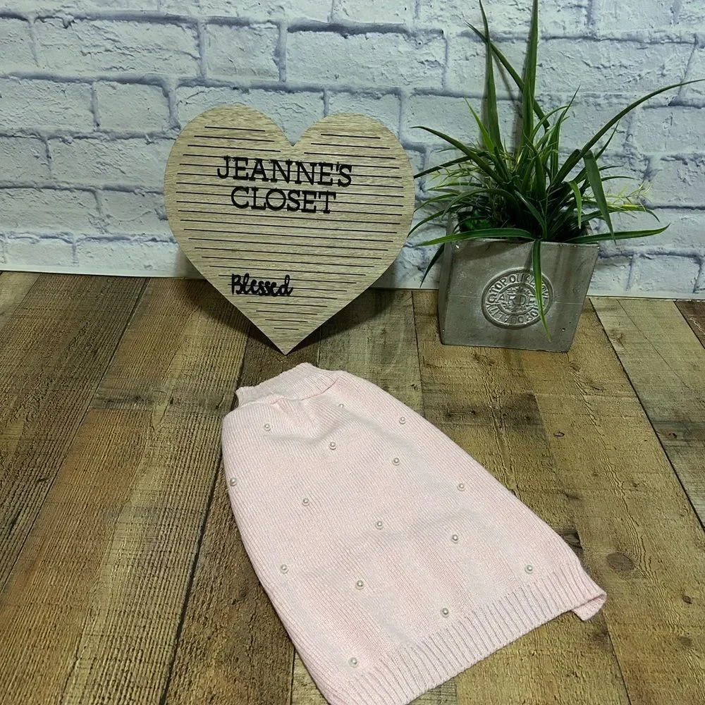 PLAY‎ ON Woof Wear Large Pink With Pearl Accents Sweater New with tags